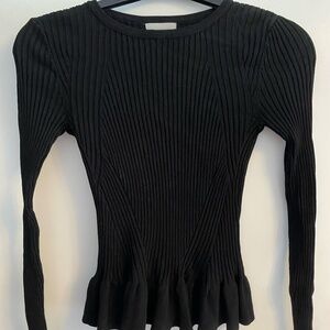 H&M Black Ribbed Peplum Sweater – Women’s Small